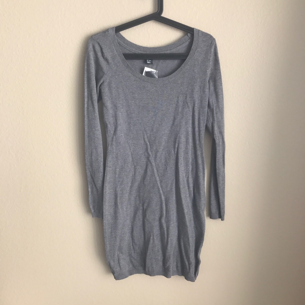 Gray Bodycon Sweater Dress